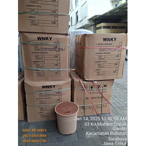 Keranjang Baju Kotor Plastik Tutup Laundry WNKY