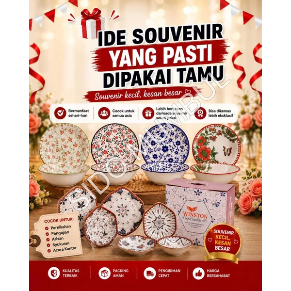 Piring Mangkok Keramik Motif Polos Winston  Elegan Minimalis 