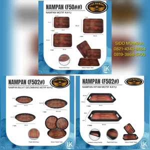 Nampan Segi Bulat Plastik Motif Kayu