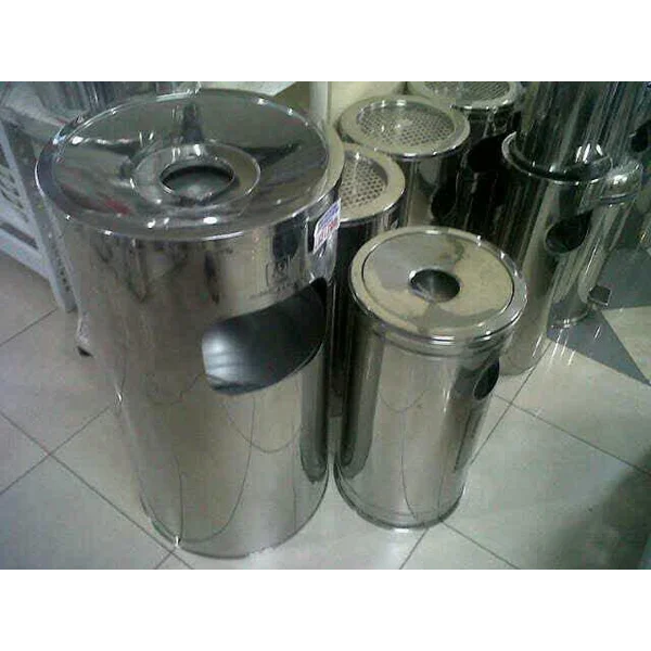 Tong Tempat Sampah Dust Bin Standing Ashtray Stainless Steel