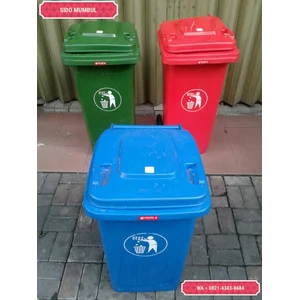 Tong Gerobak Sampah Bulat Segi Roda Plastik Taman Luar Ruangan Lion Star Maspion Green Leaf
