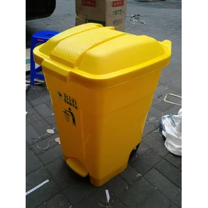 Tong Gerobak Sampah Bulat Segi Roda Plastik Taman Luar Ruangan Lion Star Maspion Green Leaf