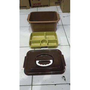 Toples Lunch Box Kotak Makan Sekat Samir Tutup Gagang Plastik