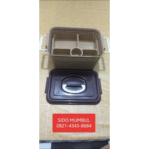 Keranjang Makanan Lunch Box Tutup Samir Sekat Cappucino