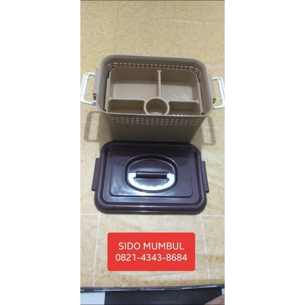 Keranjang Makanan Lunch Box Tutup Samir Sekat Cappucino
