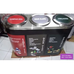 Bak Sampah Kapsul Stainless Steel Gandeng 3