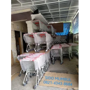 Troli Belanja Dorong Supermarket Stainless Steel