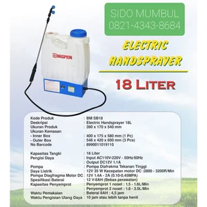 Hand Sprayer Elektrik Listrik Charge 18 Liter Maspion