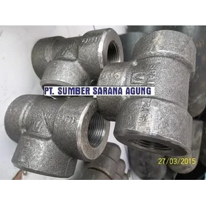 Sambungan Pipa Besi Threaded Tee Class 3000 Carbon Steel