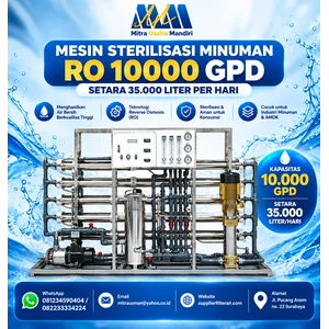 Mesin sterilisasi minuman RO 10000 Gpd setara 35000 Liter per hari