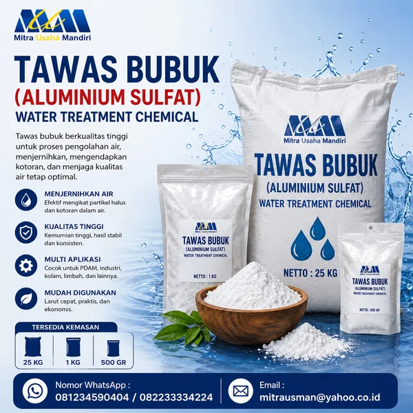Tawas Bubuk (Aluminium Sulfat) Kemasan 25kg/1kg/500gr Water Treatment Chemical