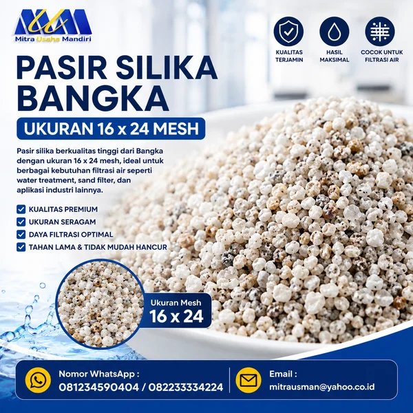 Pasir Silika Bangka Ukuran 16 x 24 mesh