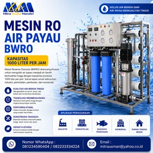 Mesin RO Air Payau BWRO Kapasitas 1000 liter per jam