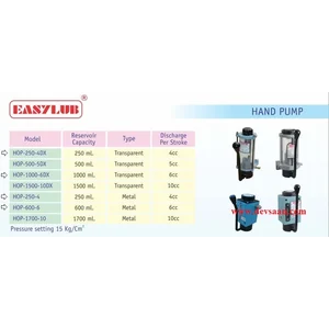Lubrication Oil Pump HOP-250-4 Pompa Oli Manual - 250 ml. 4 cc 15 Bar