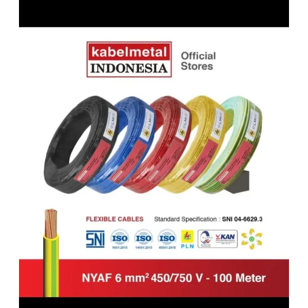 Kabel listrik kabel metal nyaf ukuran 1x6 cm