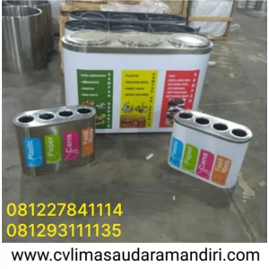 Tempat Sampah Bahan Stainless Steel Bentuk Kapsul Lubang 3 4 5 Kualitas Premium