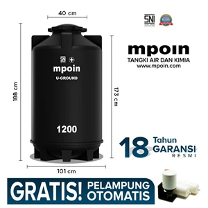 Tangki Air Mpoin U-Ground 1200 Liter- Sni Tandon Air Toren Air Anti Pecah Anti Bakteri Anti Lumut Garansi 18 Tahun