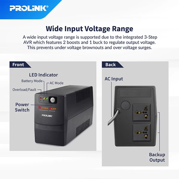 Ups Prolink Pro700sfc Super Fast Charging Line Interactive 650Va