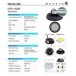Lampu High Bay LED 150W Driver Philips Chip LED Lumileds