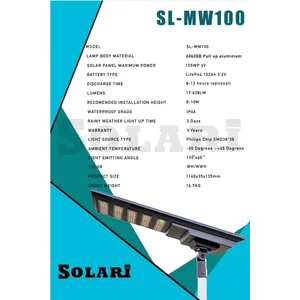 Lampu jalan all in one solari 100 watt