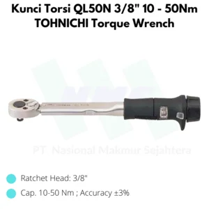 Kunci Torsi Ql50n 3/8" 10 - 50Nm Tohnichi Torque Wrench