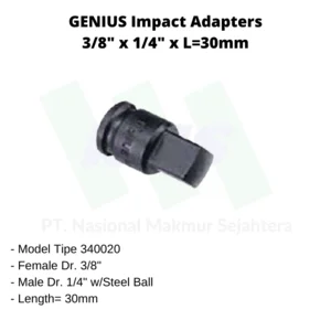 Impact Adapters 3/8" F  X 1/4" M X L=30Mm Genius