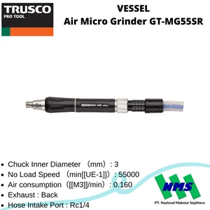 Alat Pertukangan Trusco 124-6593 Vessel Air Micro Grinder Gt-Mg55sr Gerinda Angin Mini