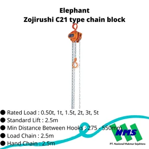  Trusco 366-8037 Elephant Zojirushi C21 Type Chain Block - 0.5T