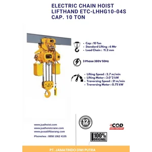 ELECTRIC HOIST LIFTHAND CAP. 10 TON 