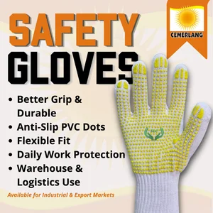 White Safety Gloves with Yellow Dots Cemerlang Brand