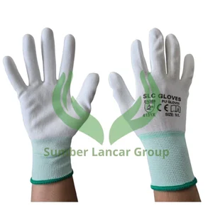 13 Gauge White Polyester Knitted Gloves with White PU Coating