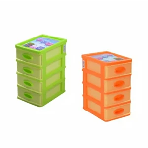 Drawer /Plastic Cabinet 5 Stacks Mini Shinpo 363-5 Size 13 x 18.5 x 30 cm Green-Orange Color