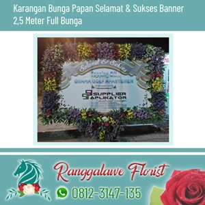 Bunga Papan Selamat dan Sukses Banner 2.5 Meter Full Bunga Surabaya