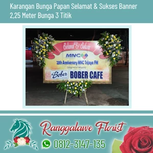 Bunga Papan Selamat dan Sukses Banner 2.25 Meter 3 Titik Bunga Surabaya
