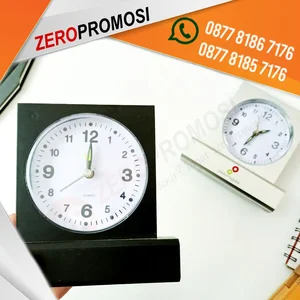 Jam Meja Analog JMP04 Custom Logo Souvenir Kantor Elegan & Fungsional