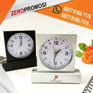 Jam Meja Analog JMP04 Custom Logo Souvenir Kantor Elegan & Fungsional