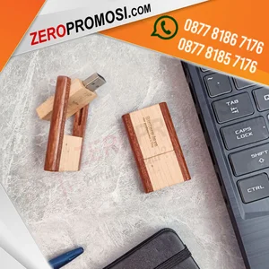 Flashdisk Kayu Putar FDWD20 Custom Logo Souvenir Eksklusif