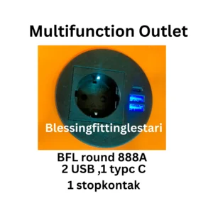 Stop Kontak Meja Multifunction Outlet  BFL round 888A 2 usb 1 type C dan 1 stopkontak universal
