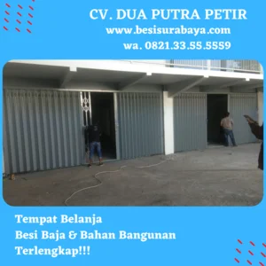 Pintu Besi Harmonika Merk DPP Door 6.0mm x 25Plat silang 5.2 x 18Daun roll 1.2 mm