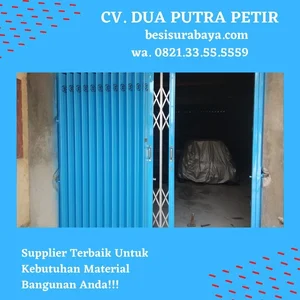 Pintu Besi Harmonika Plat Berdiri 5.0mmx25 Plat Silang 54.x21 Daun Roll 1.0