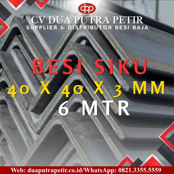 Besi Siku 4x4 Tebal 3 mm Panjang 6 Meter - Surabaya