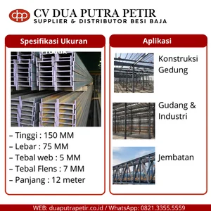 Besi WF 150 x 75 x 5 x 7 mm x 12 Meter GYS - Surabaya