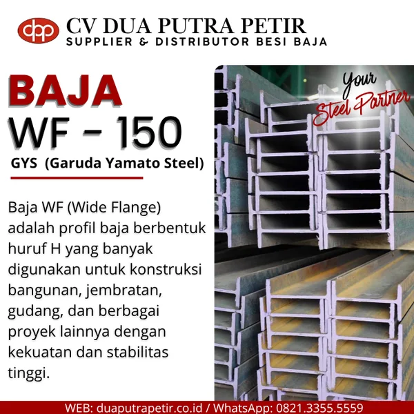 Besi WF 150 x 75 x 5 x 7 mm x 12 Meter GYS - Surabaya