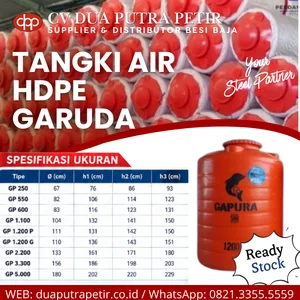 Tangki Air GAPURA HDPE 3 Lapis – Tandon Air SNI Semua Ukuran