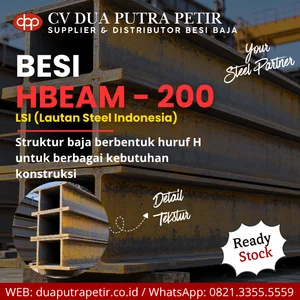 Besi H Beam 200 LSI 200 x 200 x 8 x 12 mm Panjang 12 Meter