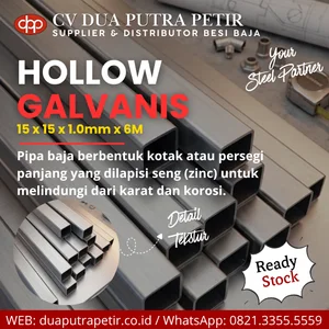 Besi Hollow Galvanis 15 x 15 x 1.0 mm Panjang 6 Meter-Ready Surabaya