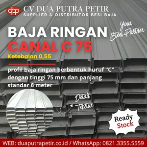 Baja Ringan Kanal C 75 Tebal 0.55 mm untuk Rangka Atap