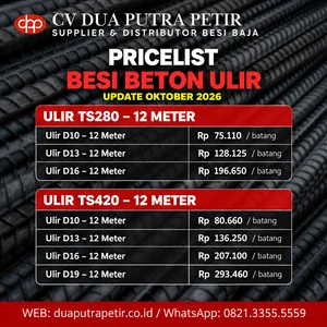 Besi Beton Ulir SNI TS280 dan TS420 – 12 Meter