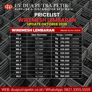 Besi Wiremesh Lembaran M5 M6 M7 M8 M9 M10 Surabaya
