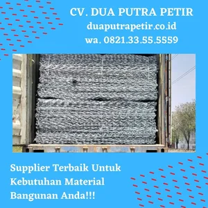 Kawat Bronjong Galvanis Dimensi 2x1x0.5 m 3 mm Mesh 8x10 SNI Pabrikasi Bersertifikat
